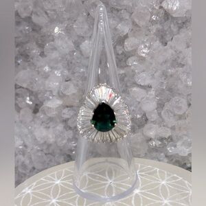 Statement Green CZ Cocktail Ring 925